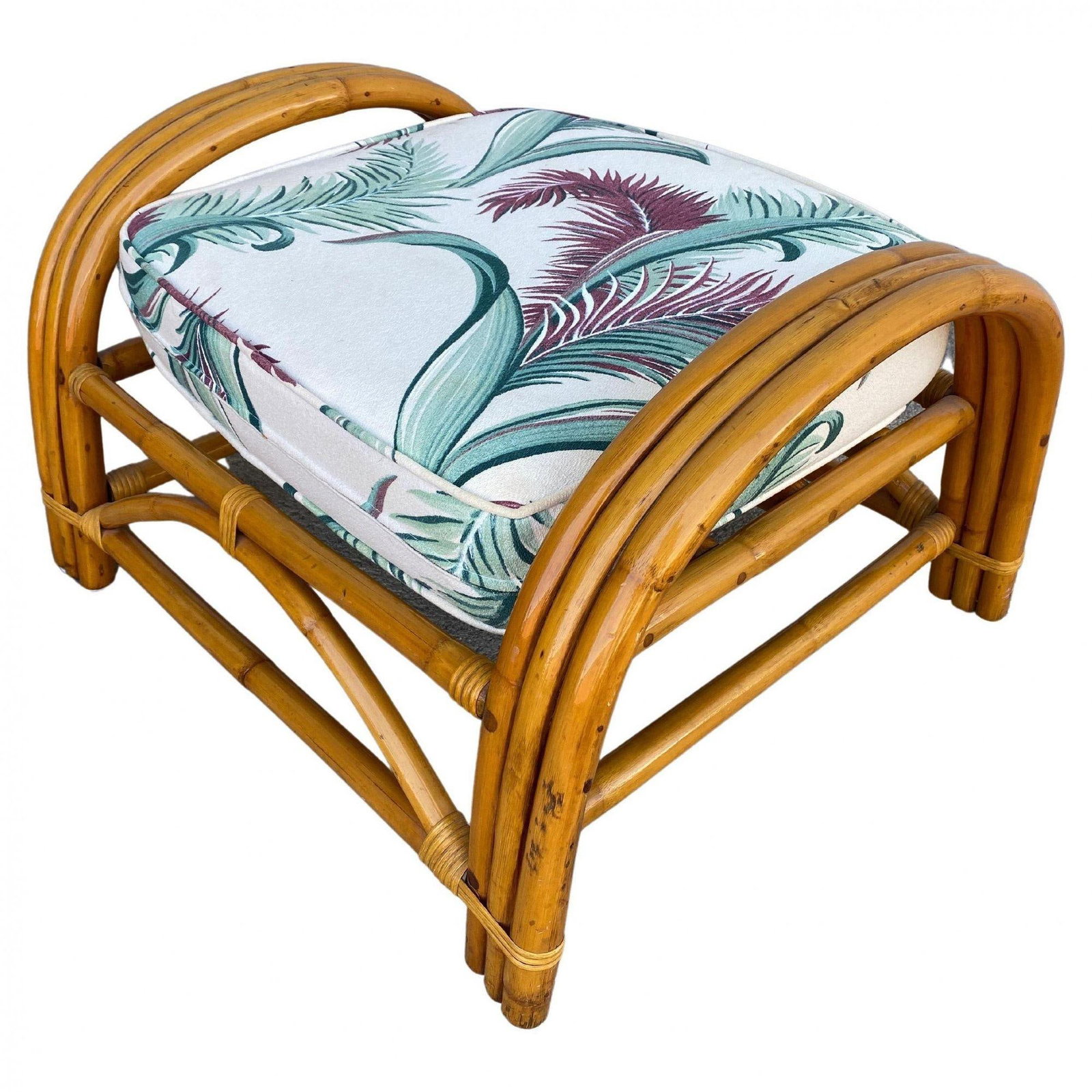 Restored Original Paul Frankl 3-Strand Half Moon Lounge Chair Cobra Back Ottoman - 5