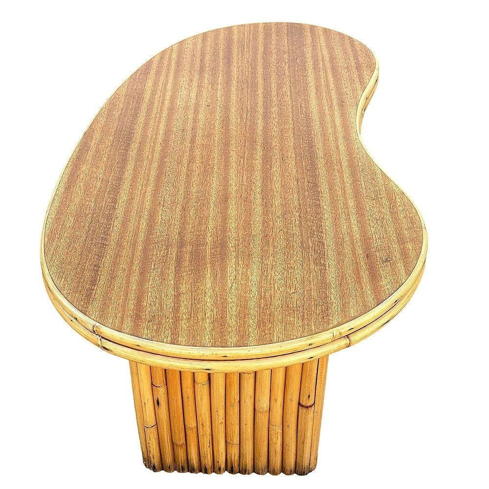 Restored Mid-century Stacked Rattan Biomorphic Coffee Table w/ Formica Top - 2