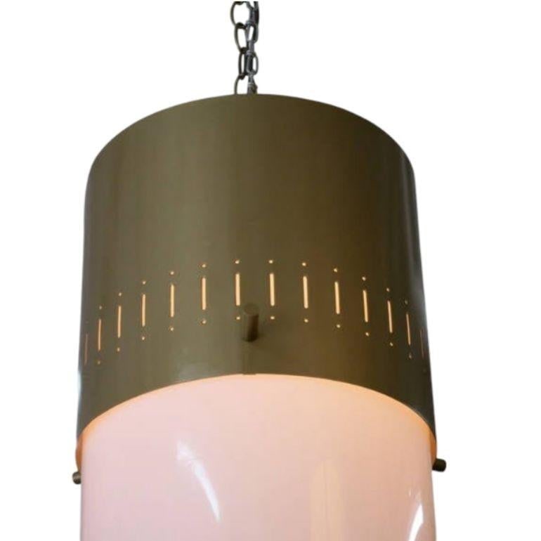 1958 Mid-Century Cylinder Gold-Tone Acrylic Pendant Chandelier, 4 Available - 4
