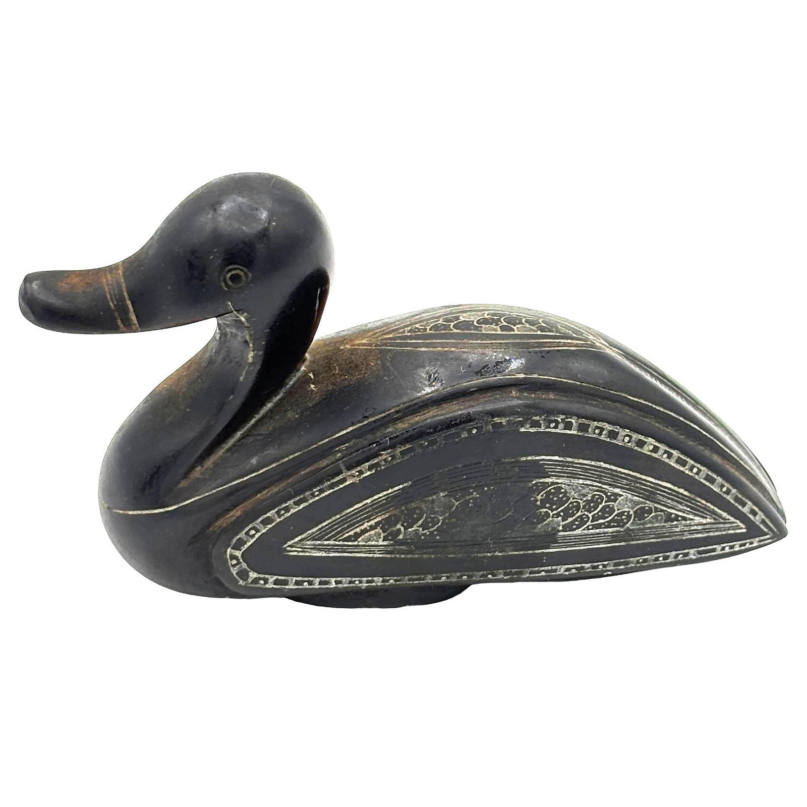 Mid-century Chinese Export Hand Carved Teak Wood Duck - 3