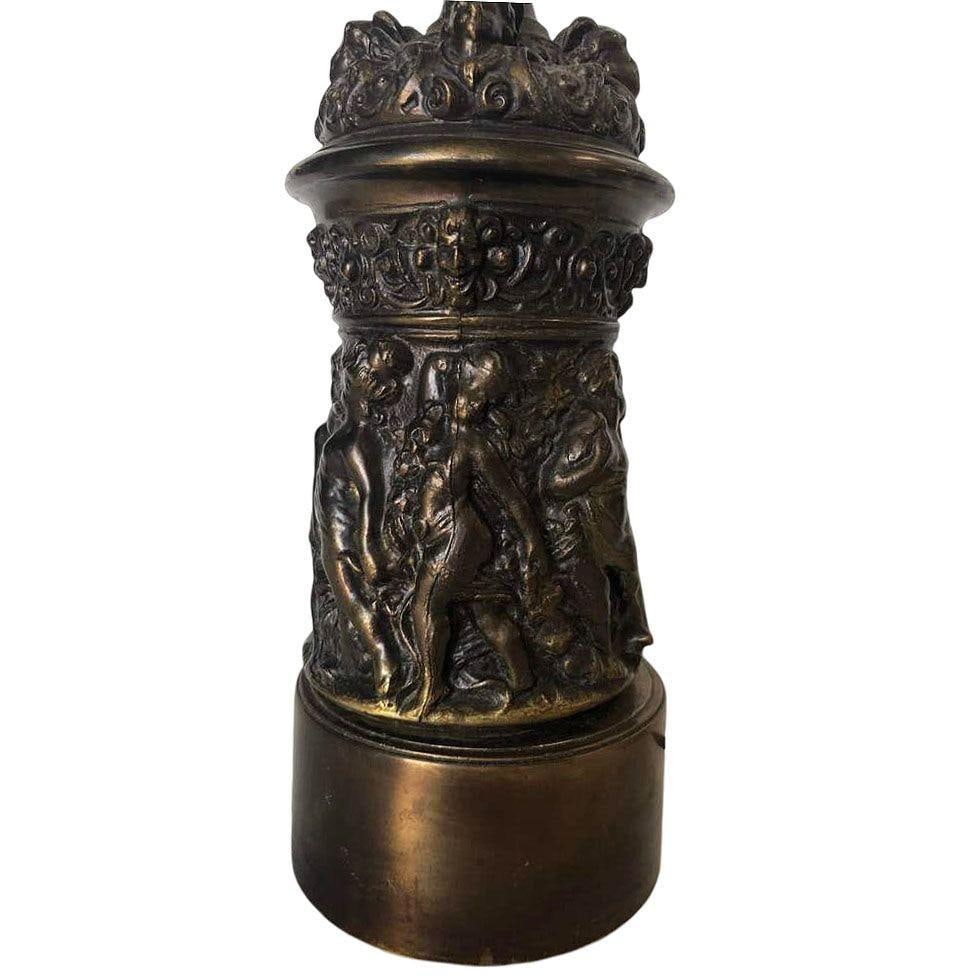 Neo-Classic Bronze Patina Cherub Candelabra Table Lamp - 2