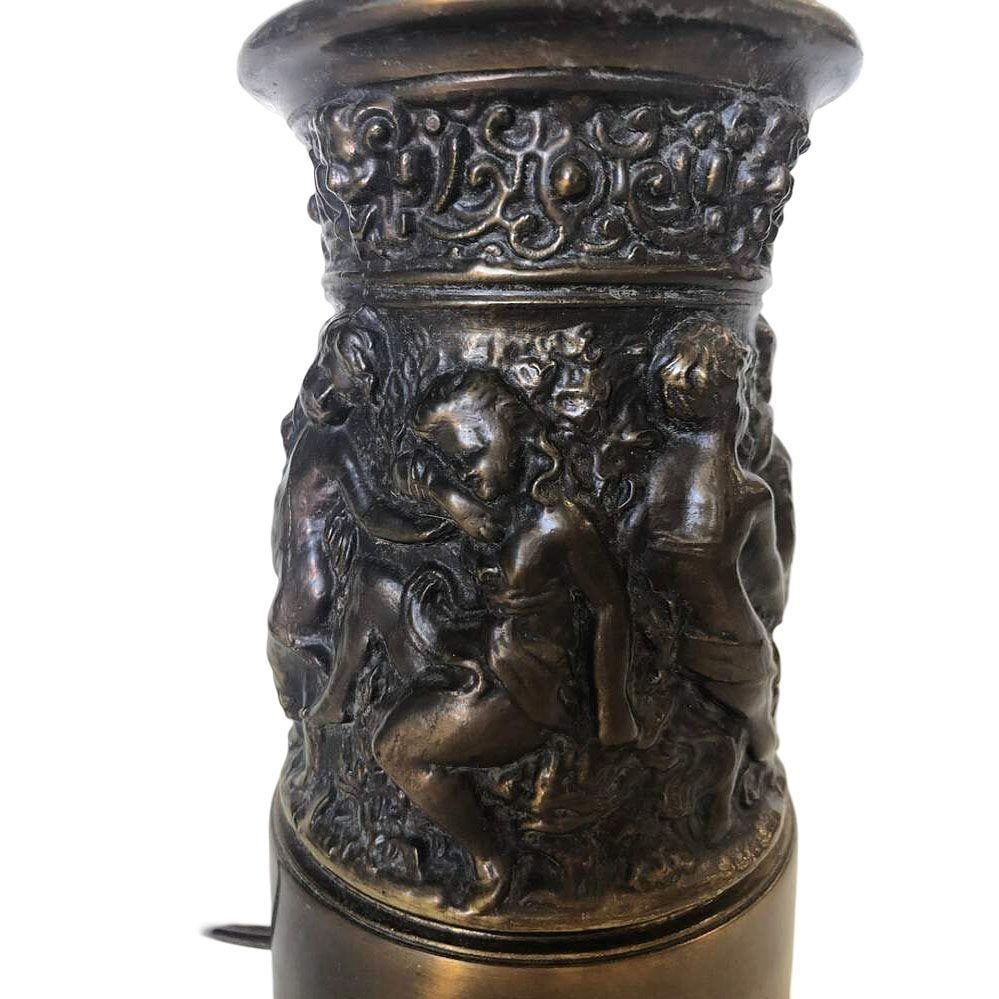 Neo-Classic Bronze Patina Cherub Candelabra Table Lamp - 3