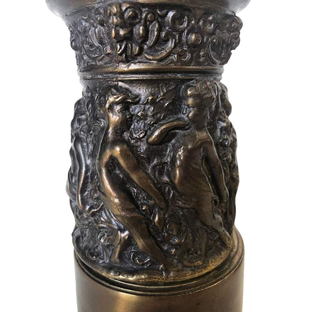 Neo-Classic Bronze Patina Cherub Candelabra Table Lamp - 5