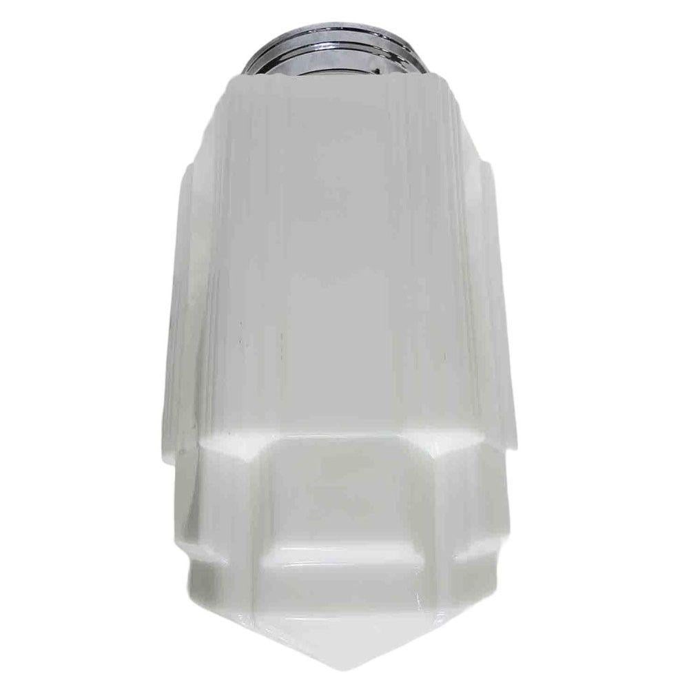 Tall Art Deco Stepped Skyscraper Ceiling Glass Globe Pendant, 4 Available - 3