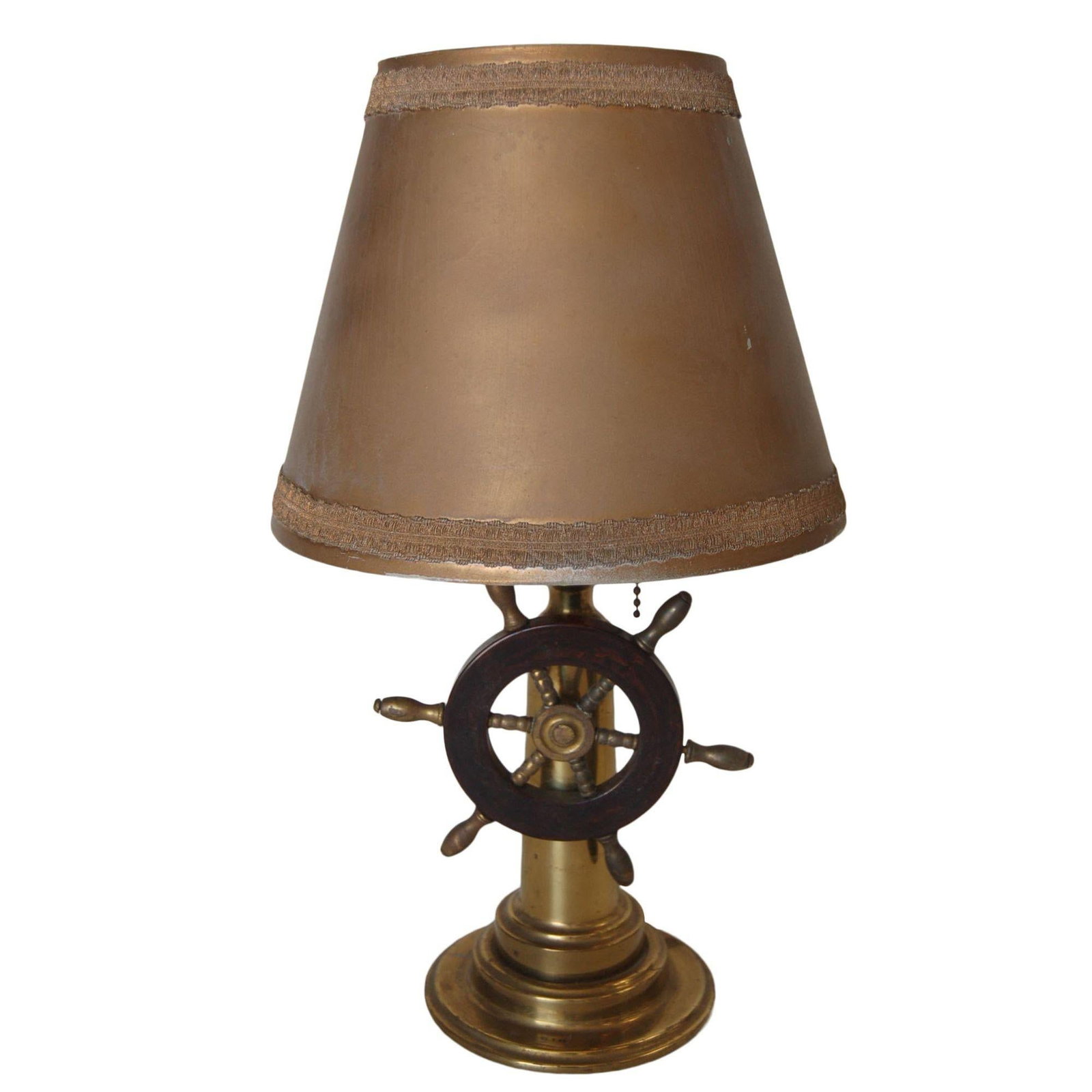 Nautical Brass and Bakelite Ships Wheel Helm Table Lamp - 3