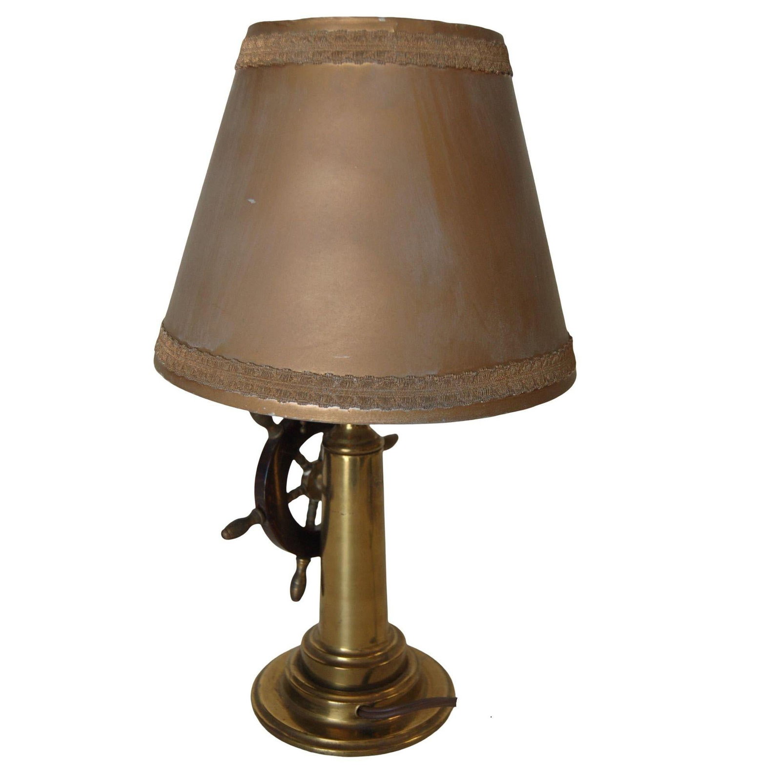 Nautical Brass and Bakelite Ships Wheel Helm Table Lamp - 5