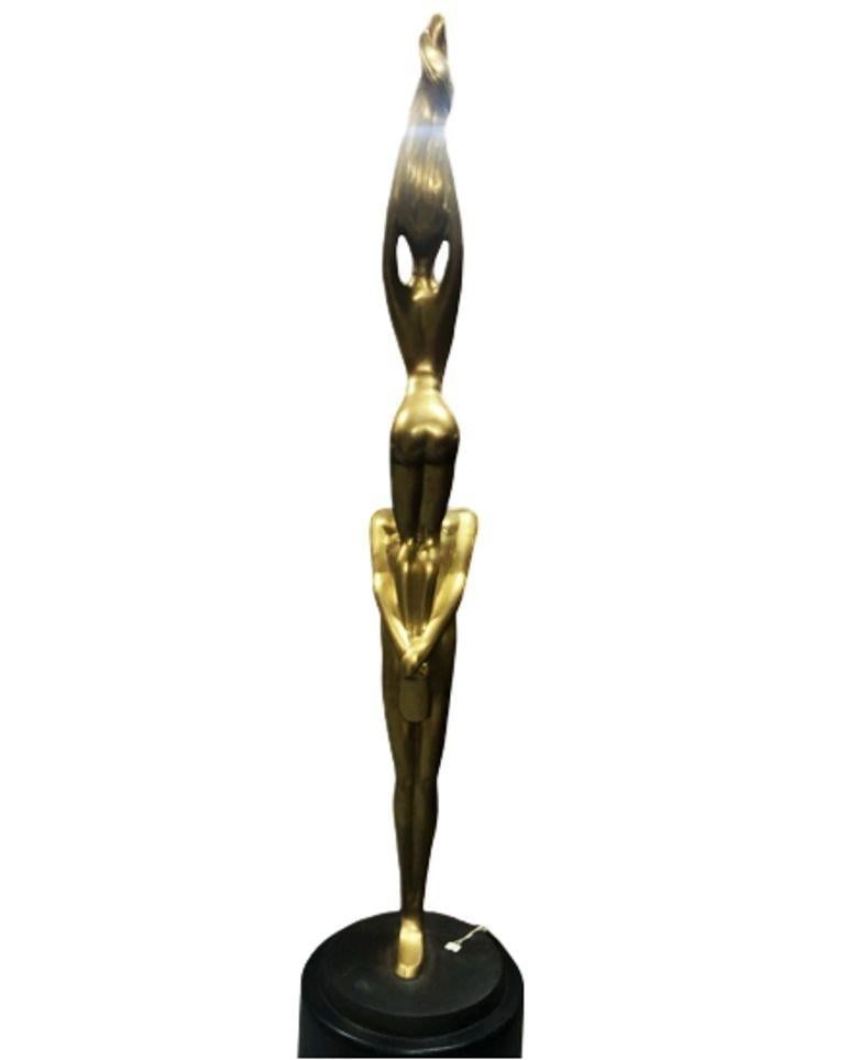 Large Abstract Lovers Bronze Sculpture on Enameled Steel Base - 3