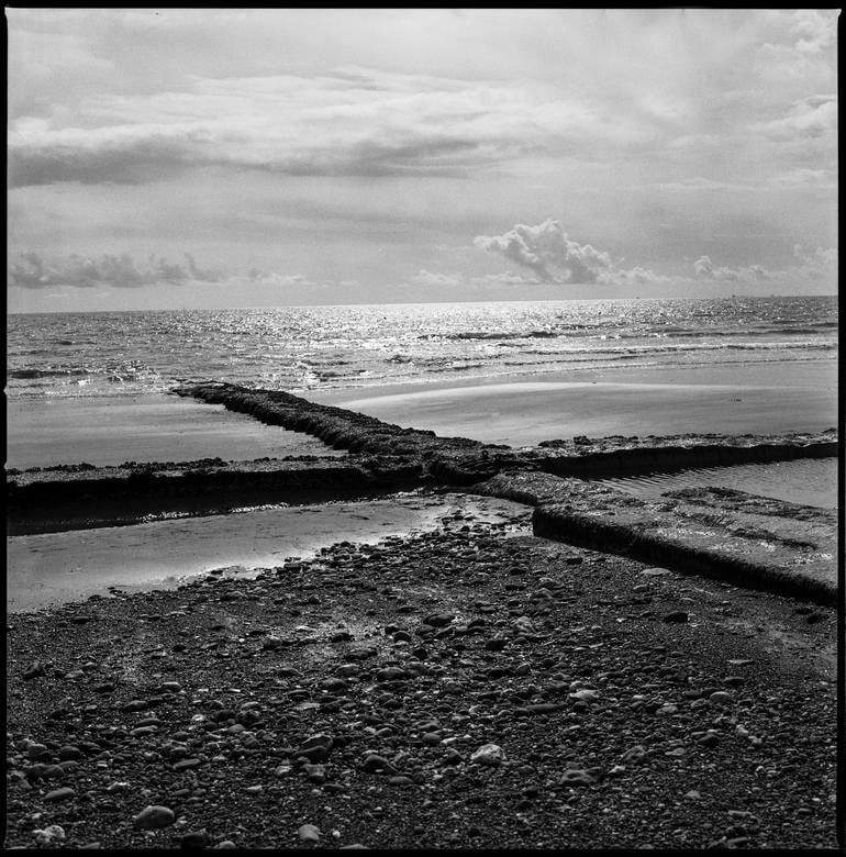 Sea Wall, Devon - Silver Gelatin Photograph: Title: Sea Wall, Devon - Silver Gelatin Photograph Description: 20 x 20 in Medium: Sea Wall, Devon - Silver Gelatin Photograph - Limited Edition of 10 Paul Cooklin United Kingdom Photography, Black & 
