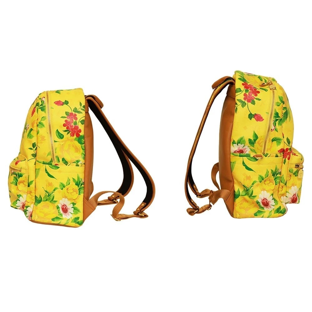 MCM Paradiso Limited edition 2014 Yellow Visetos Floral Canvas Leather Backpack - 3