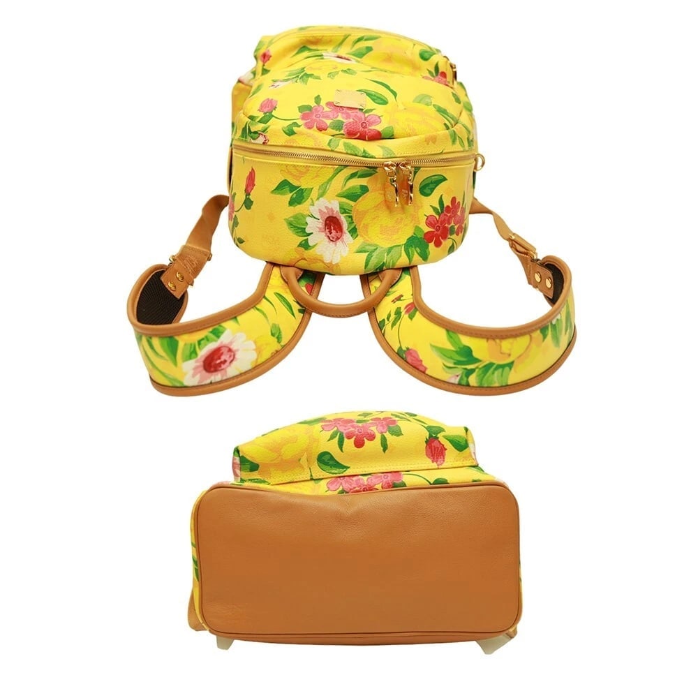 MCM Paradiso Limited edition 2014 Yellow Visetos Floral Canvas Leather Backpack - 5