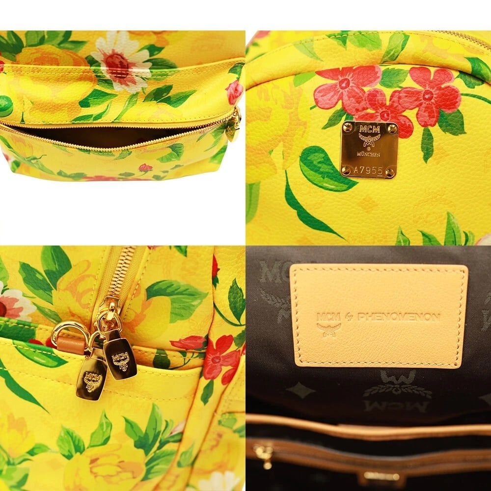 MCM Paradiso Limited edition 2014 Yellow Visetos Floral Canvas Leather Backpack - 8
