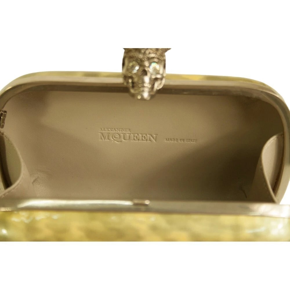 Alexander McQueen Gray Patent Leather Viking Studded Silver Skull Clasp Clutch - 8