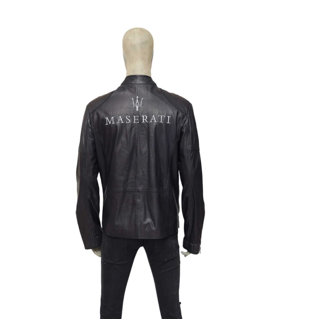 La Martina Maserati Midnight blue men's leather jacket side zip front size XL - 2
