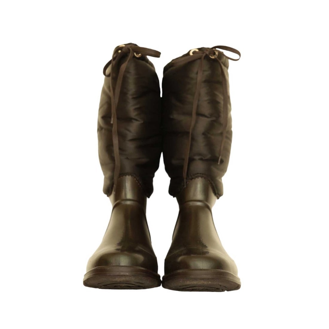 Dolce & Gabbana Men's Brown Rubber Nylon Wellington Boots size 45 Wellies Shoes - 5