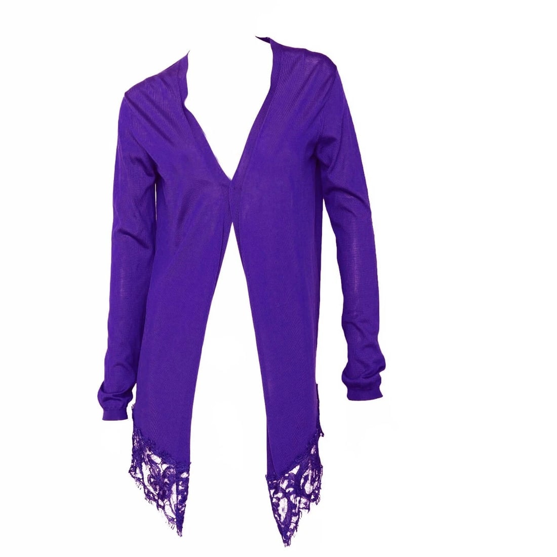 Emilio Pucci Blue Virgin Wool Knit & Lace Open front Cardigan Cardi - 3