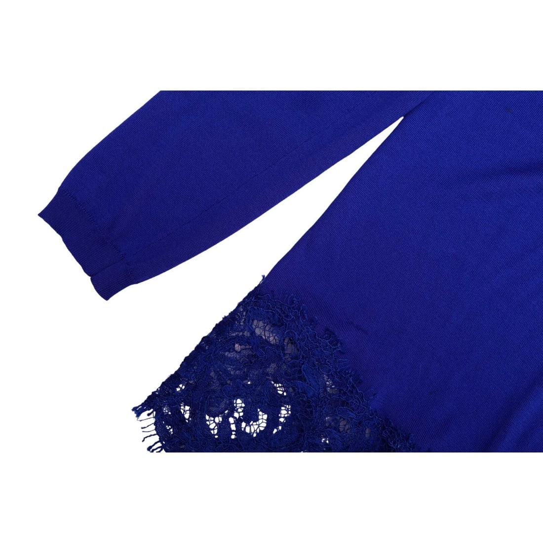 Emilio Pucci Blue Virgin Wool Knit & Lace Open front Cardigan Cardi - 6