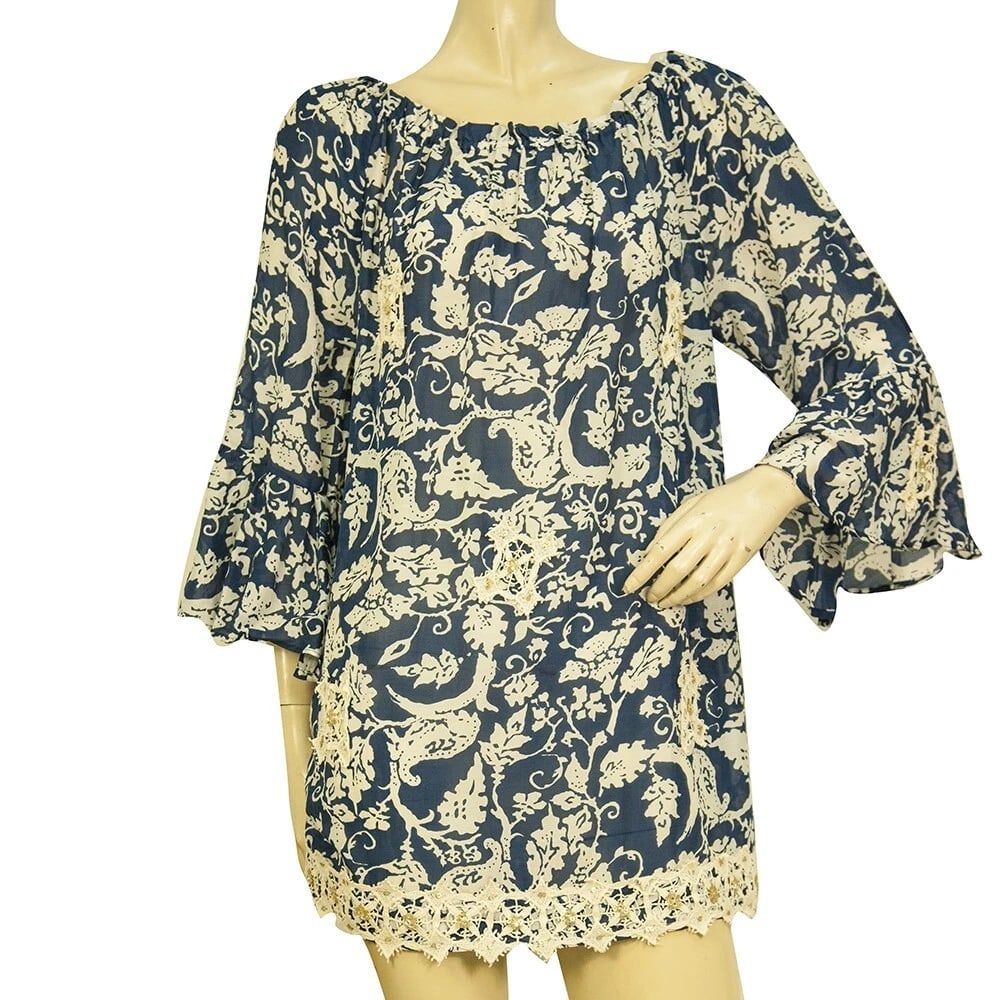 Joyce & girls Silk Blue Paisley Cream Lace Tunic Kaftan Cover Up Dress size S: Title:Joyce & girls Silk Blue Paisley Cream Lace Tunic Kaftan Cover Up Dress size S Description:Joyce & girls Silk Blue Paisley Cream Lace Tunic Kaftan Cover Up Dress size S Heading on vacation? Don't