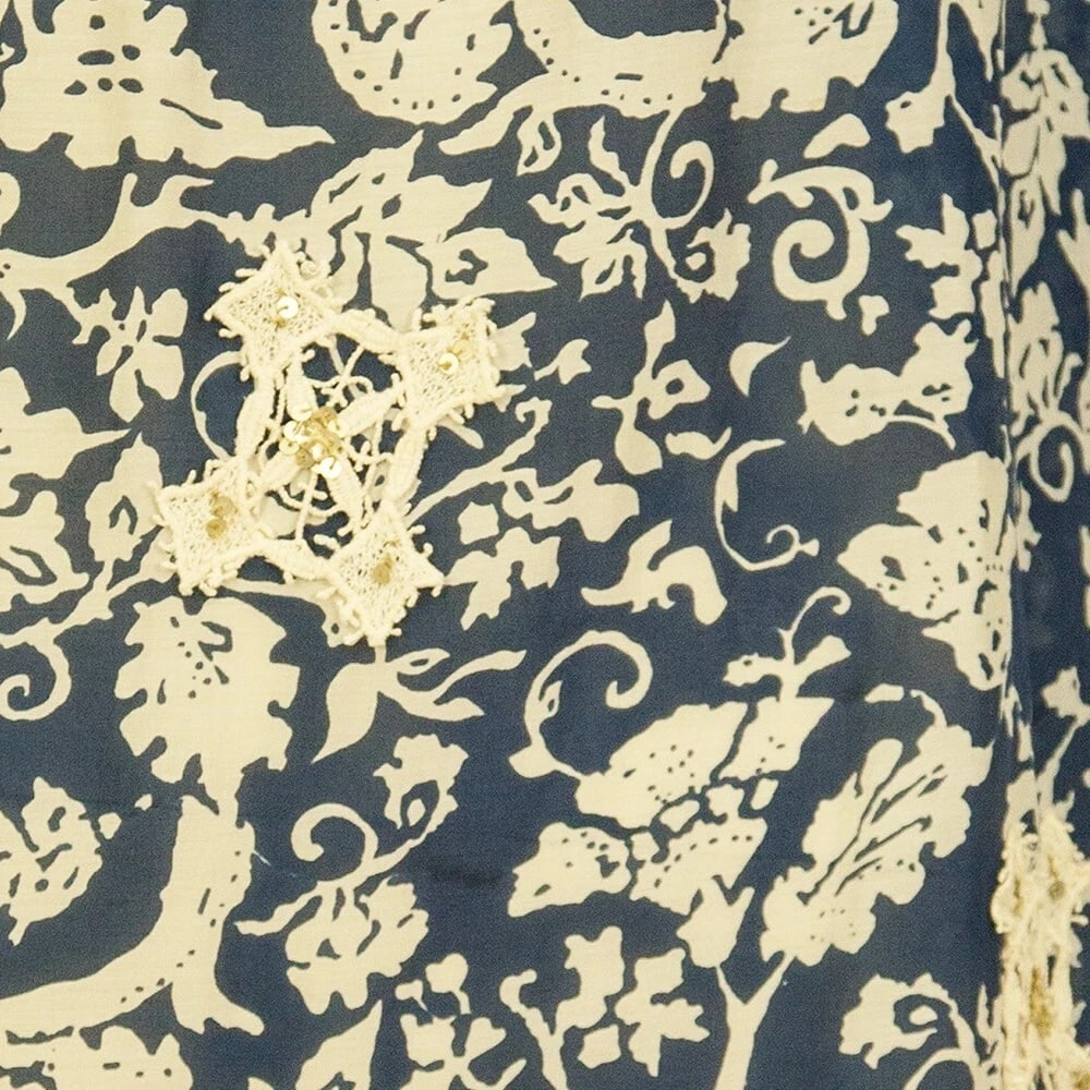 Joyce & girls Silk Blue Paisley Cream Lace Tunic Kaftan Cover Up Dress size S - 5