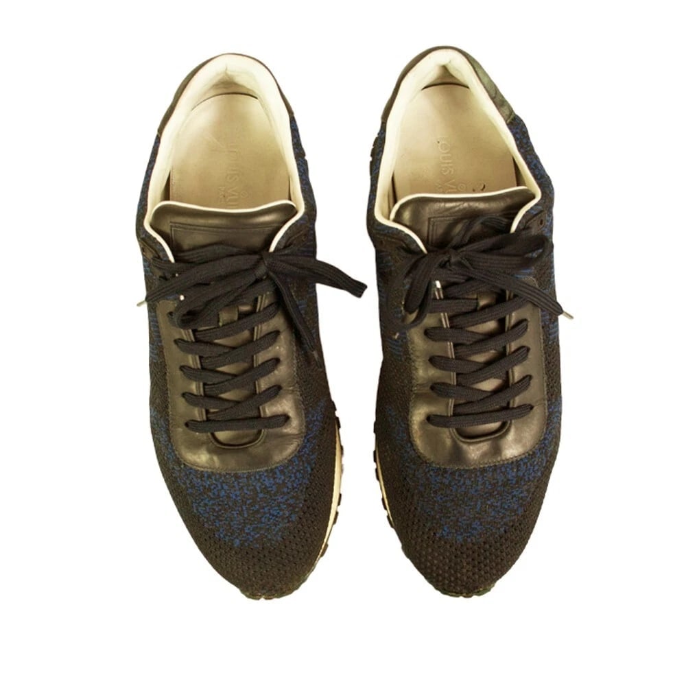 Louis Vuitton Men's Black & Blue Damier Trainers Rubber Sole Lace Up Shoes 7,5UK - 3