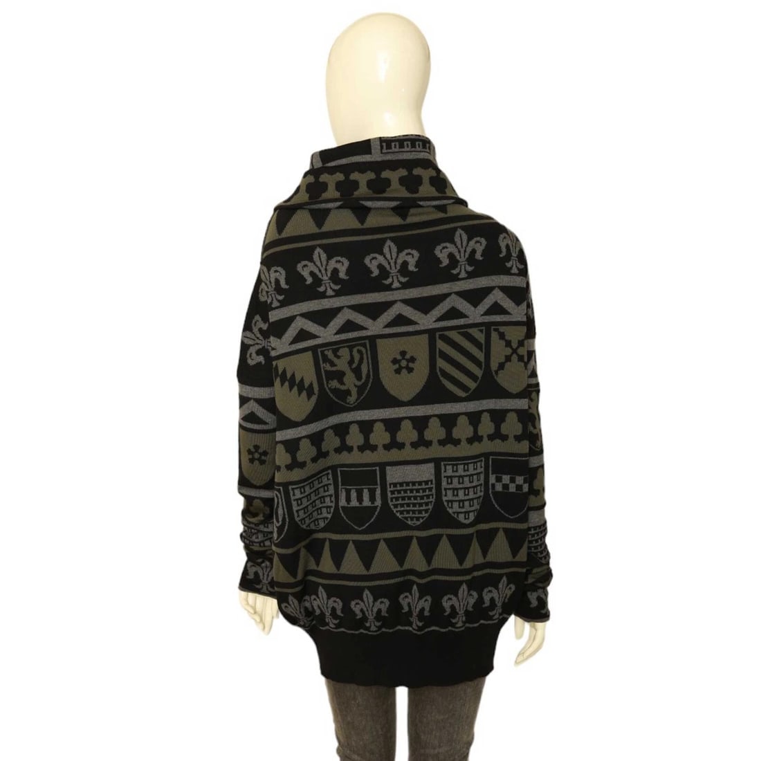 Stella McCartney Black Gray Cashmere Knit Cowl Neck Medieval Sweater Top size 38 - 2