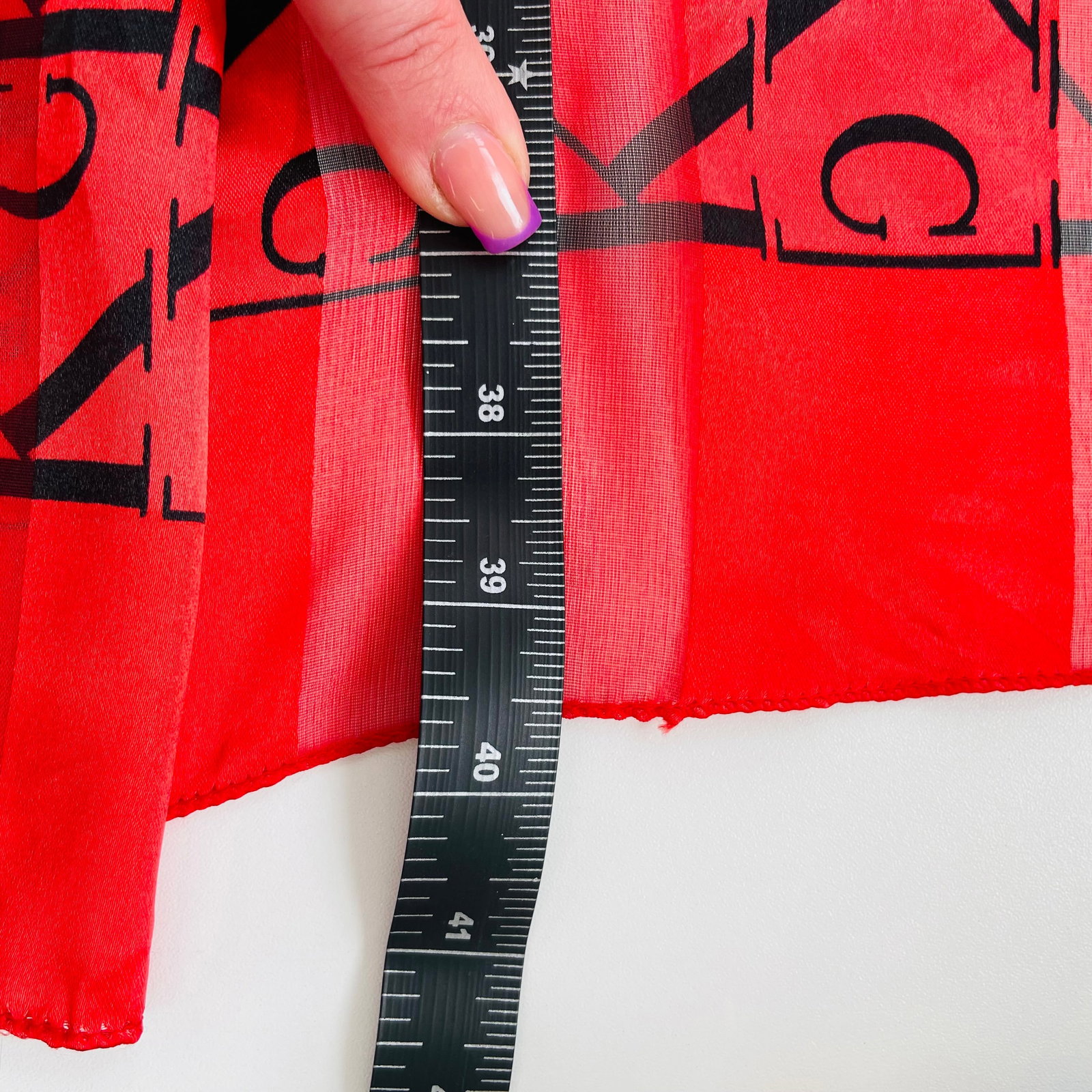 Calvin Klein Red Monogram 100% Silk Scarf - 5