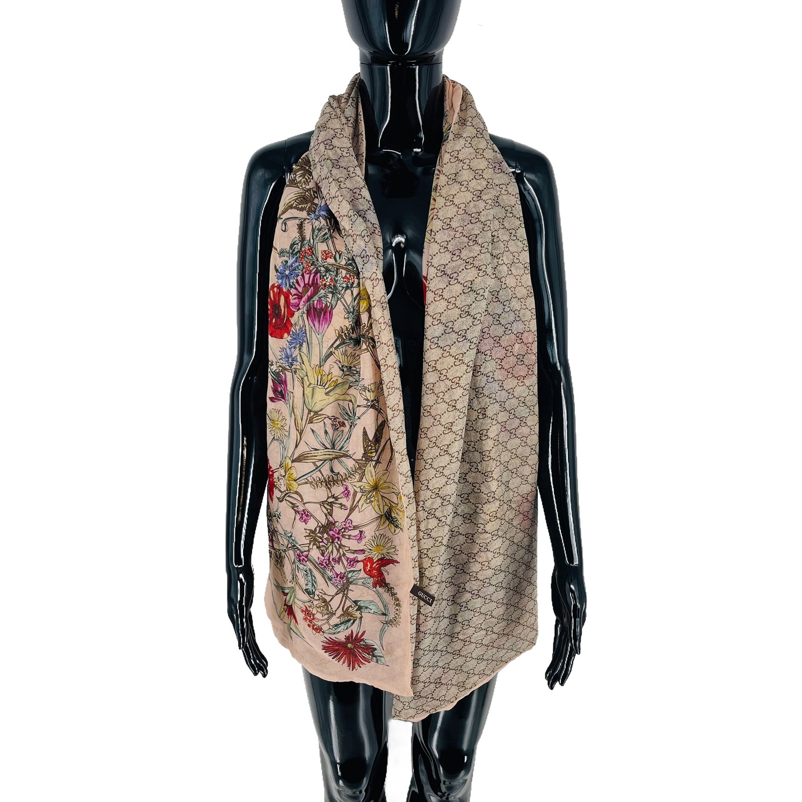 Gucci Beige Floral 100% Silk Scarf - 3