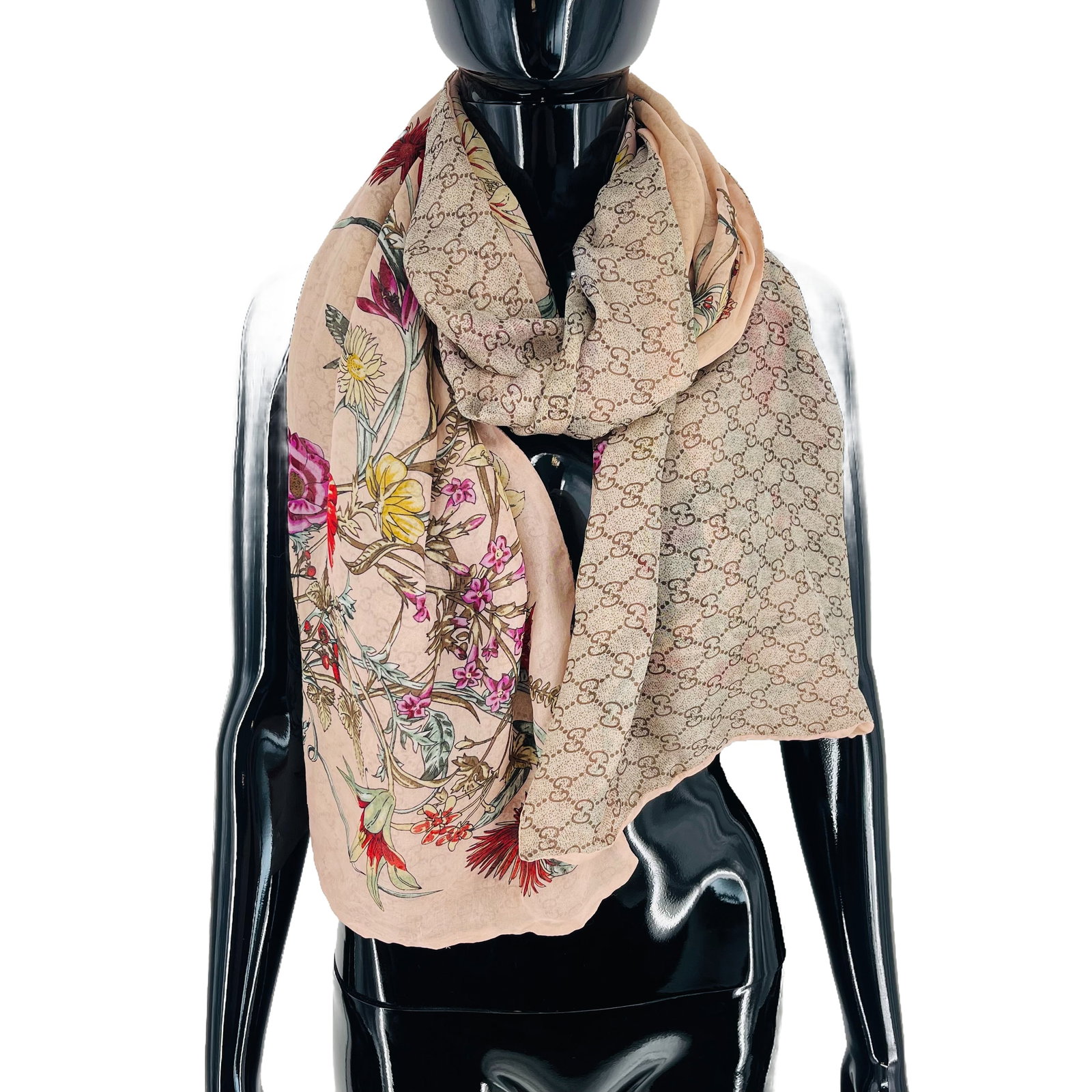 Gucci Beige Floral 100% Silk Scarf - 4
