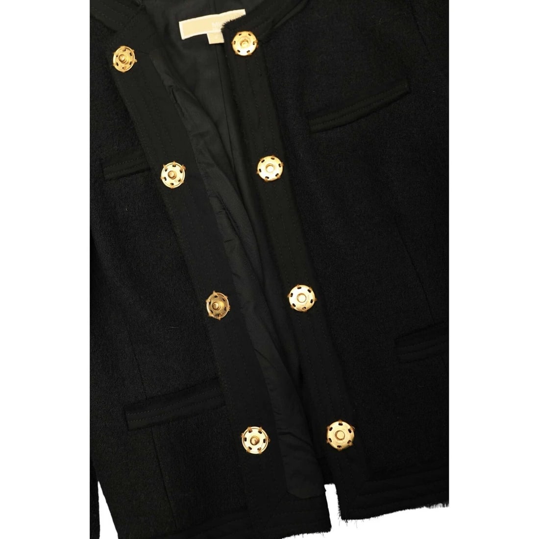 Michael Michael Kors Black Woolen Collarless Bolero Fashion Jacket size 4 - 6