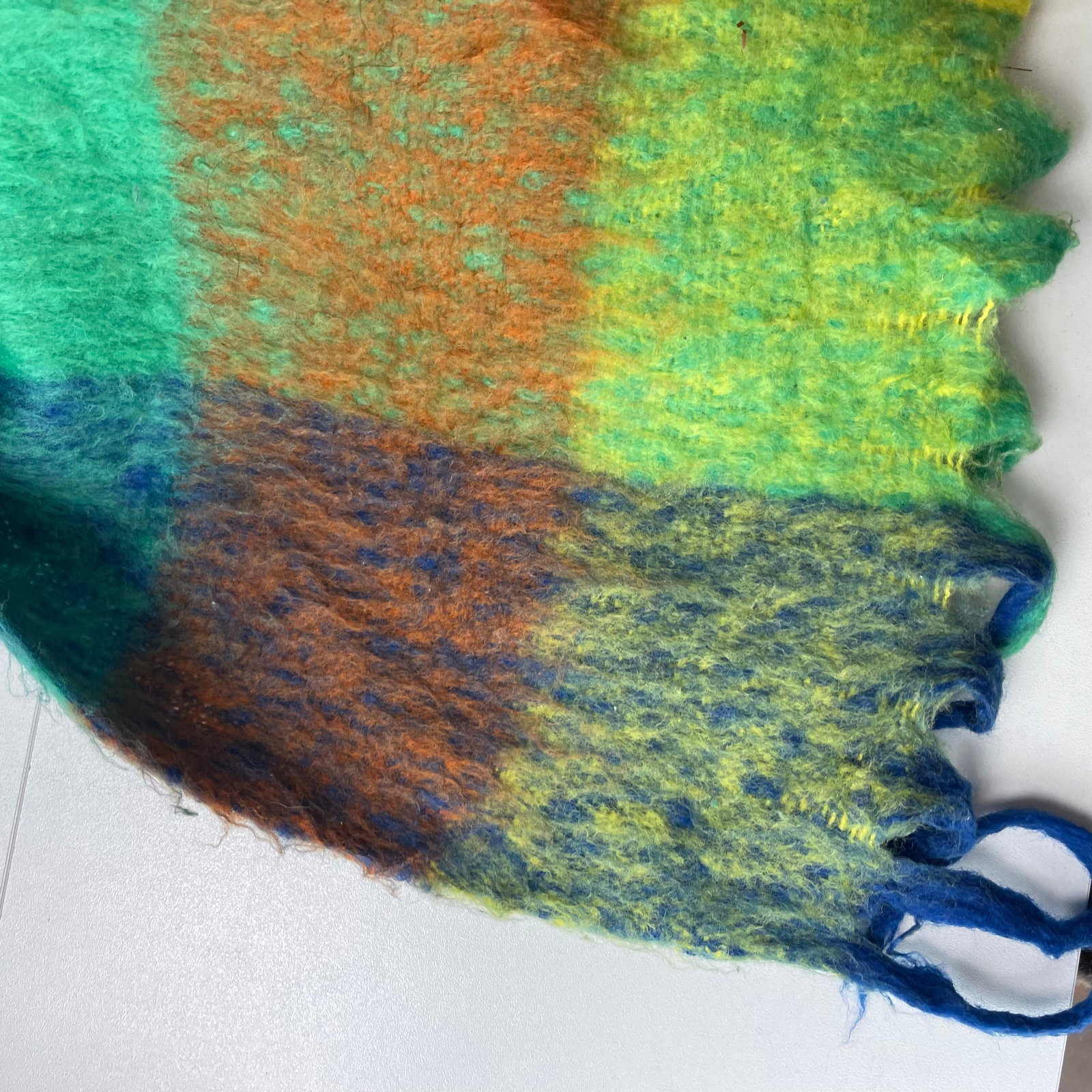 Acne Studios Green Colored Block 80% Wool Scarf - 5