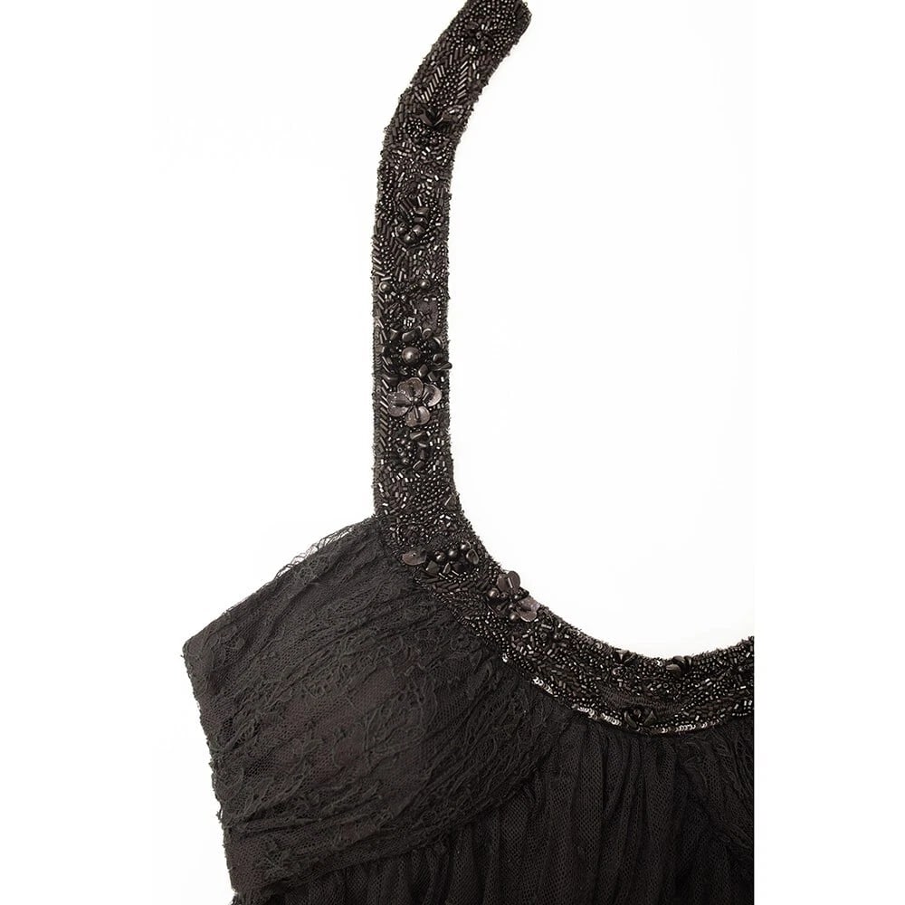Jasmine Di Milo Black Lace Open Back Beaded Knee Length Evening dress UK 12 - 4