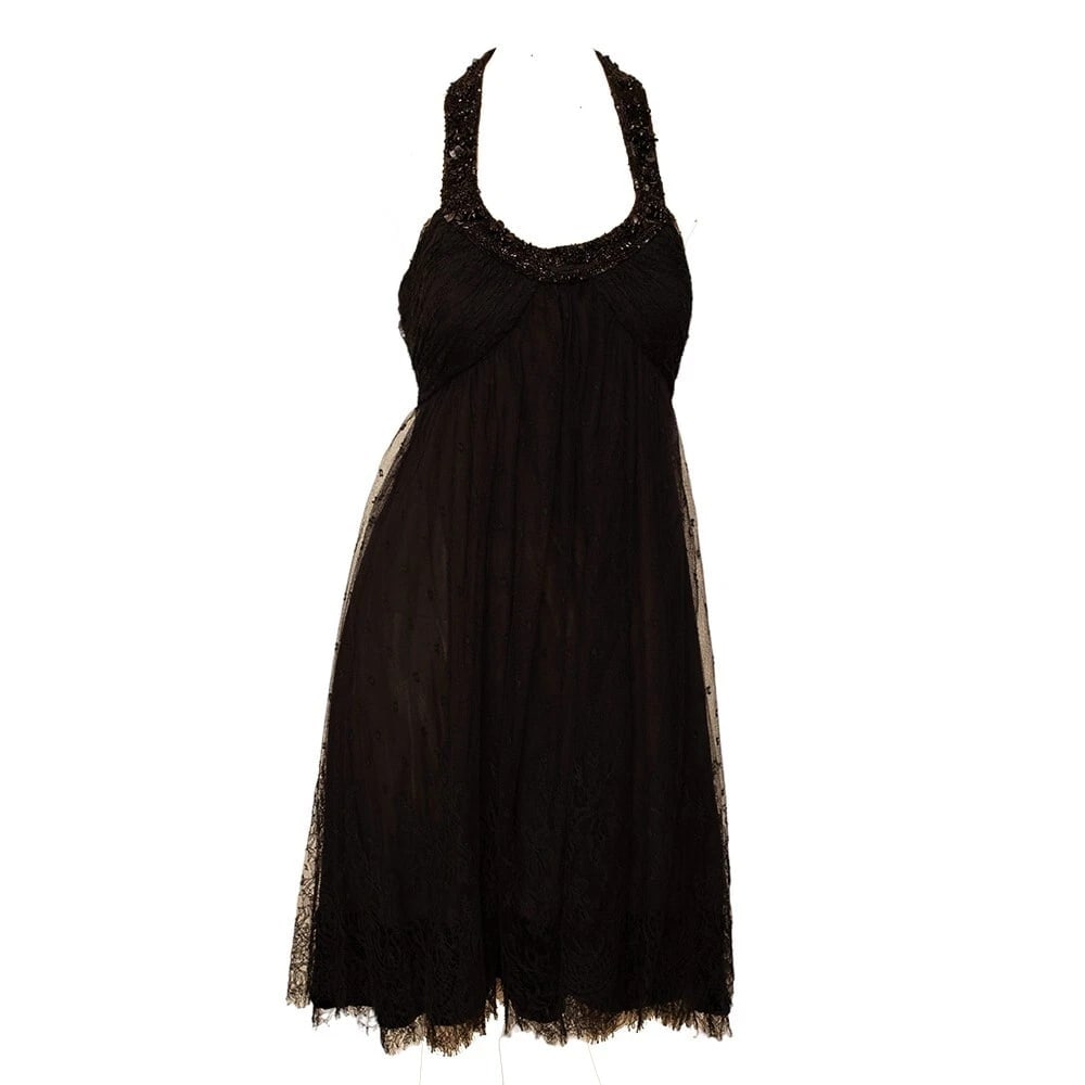 Jasmine Di Milo Black Lace Open Back Beaded Knee Length Evening dress UK 12 - 7