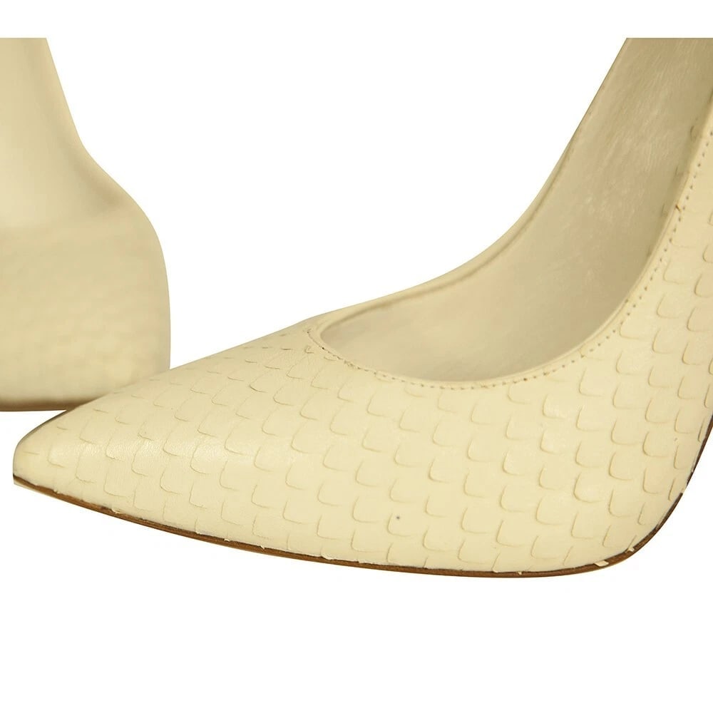 Casadei Blade White Snakeskin Leather Pointed Toe Pumps High Heels Shoes size 7 - 10