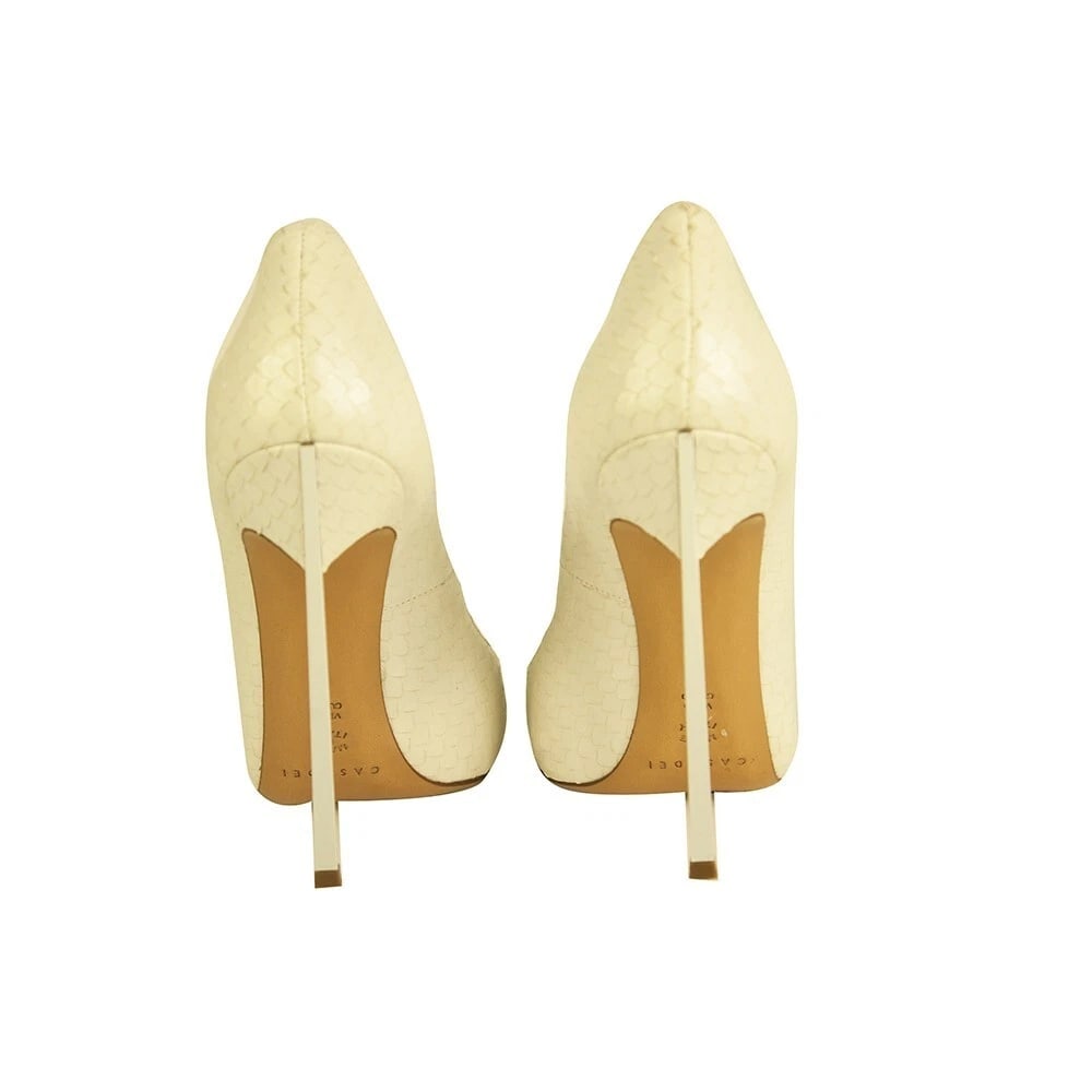 Casadei Blade White Snakeskin Leather Pointed Toe Pumps High Heels Shoes size 7 - 3