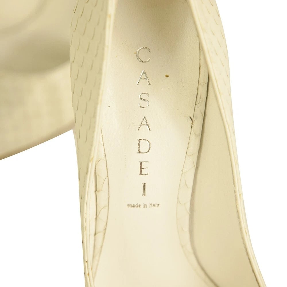 Casadei Blade White Snakeskin Leather Pointed Toe Pumps High Heels Shoes size 7 - 9