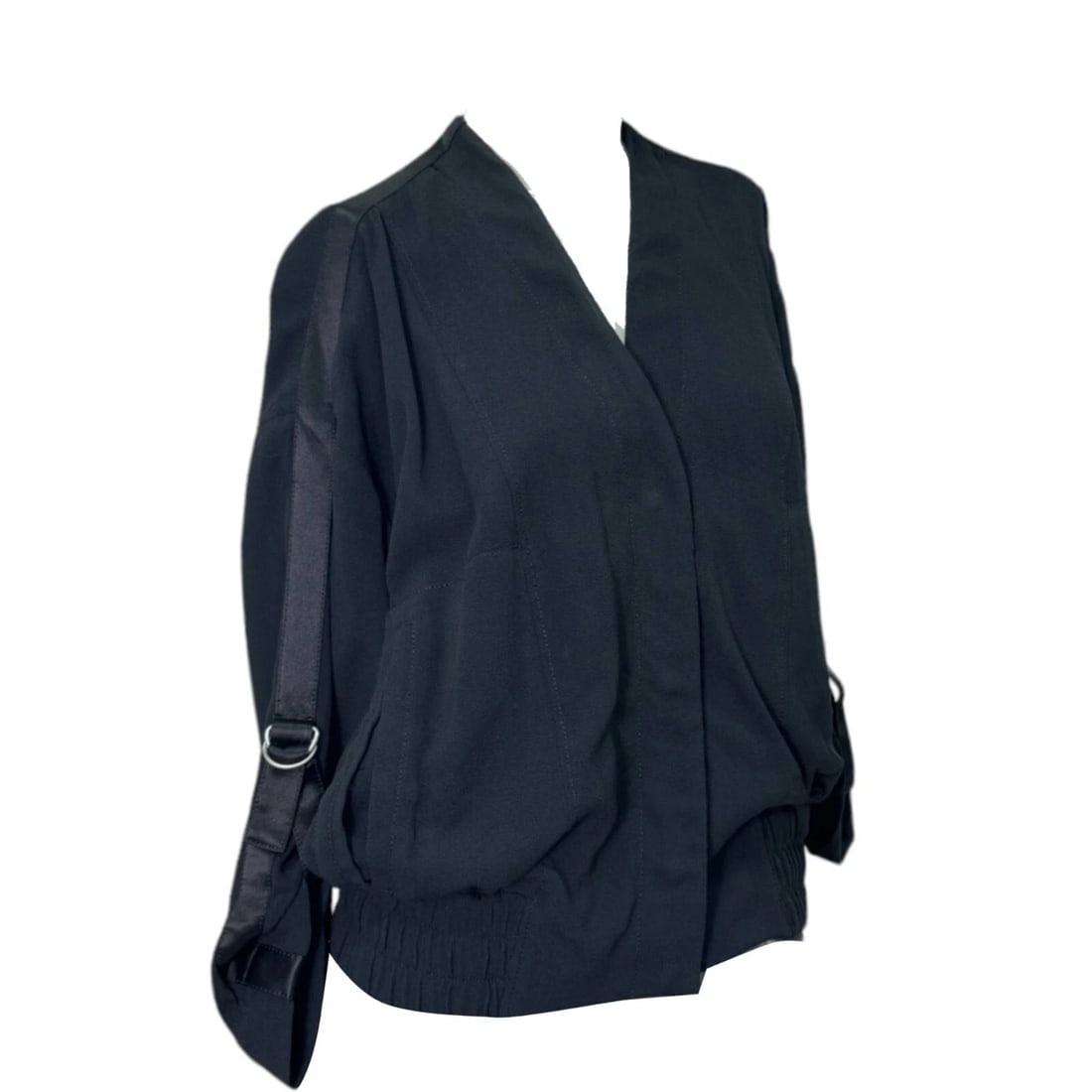 Helmut Lang Black Rayon Fashion Bomber Lightweight Jacket size S/P - 3