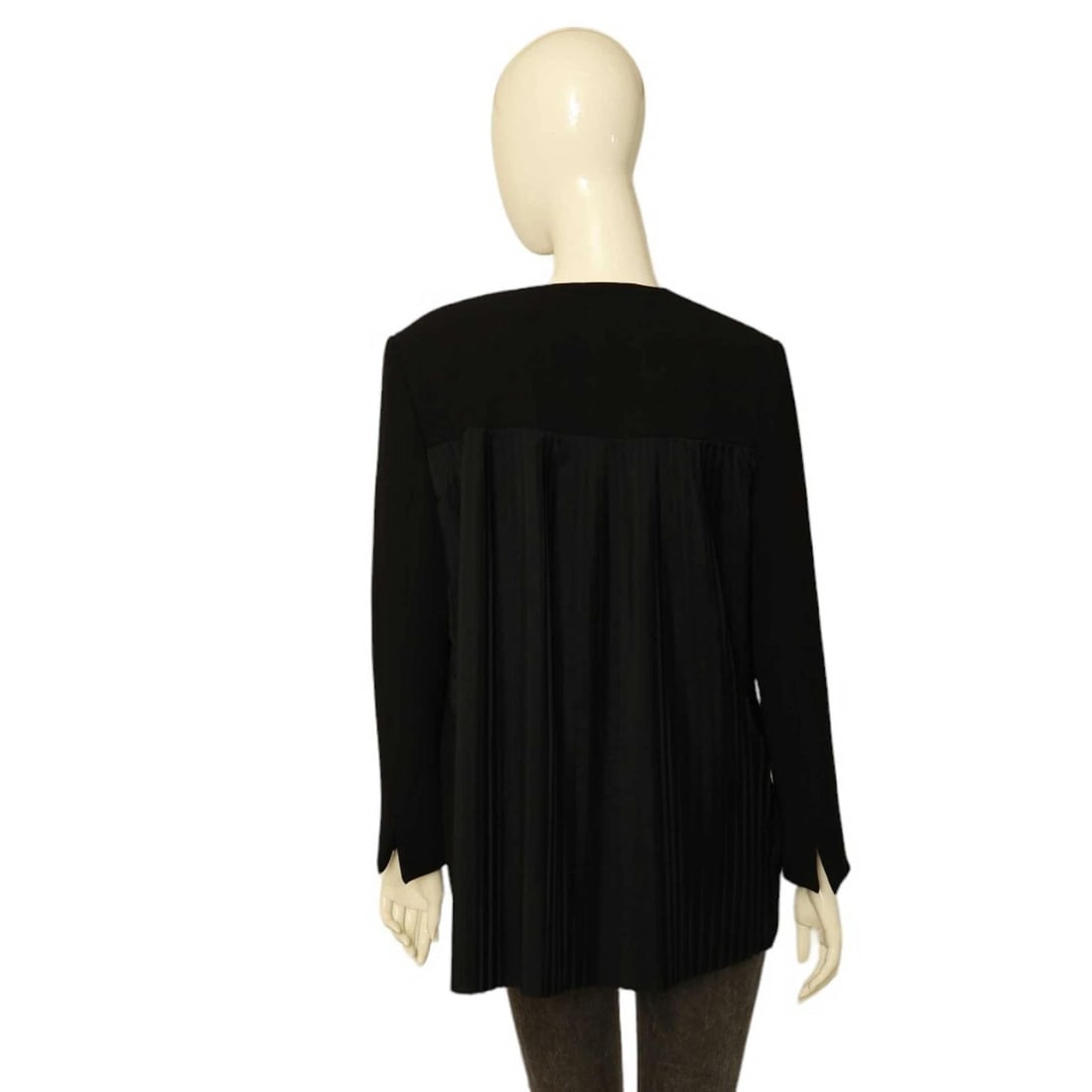 Pinko Women's Black Collarless Jacket Pleated Back Single Button Blazer 40 FR - 2