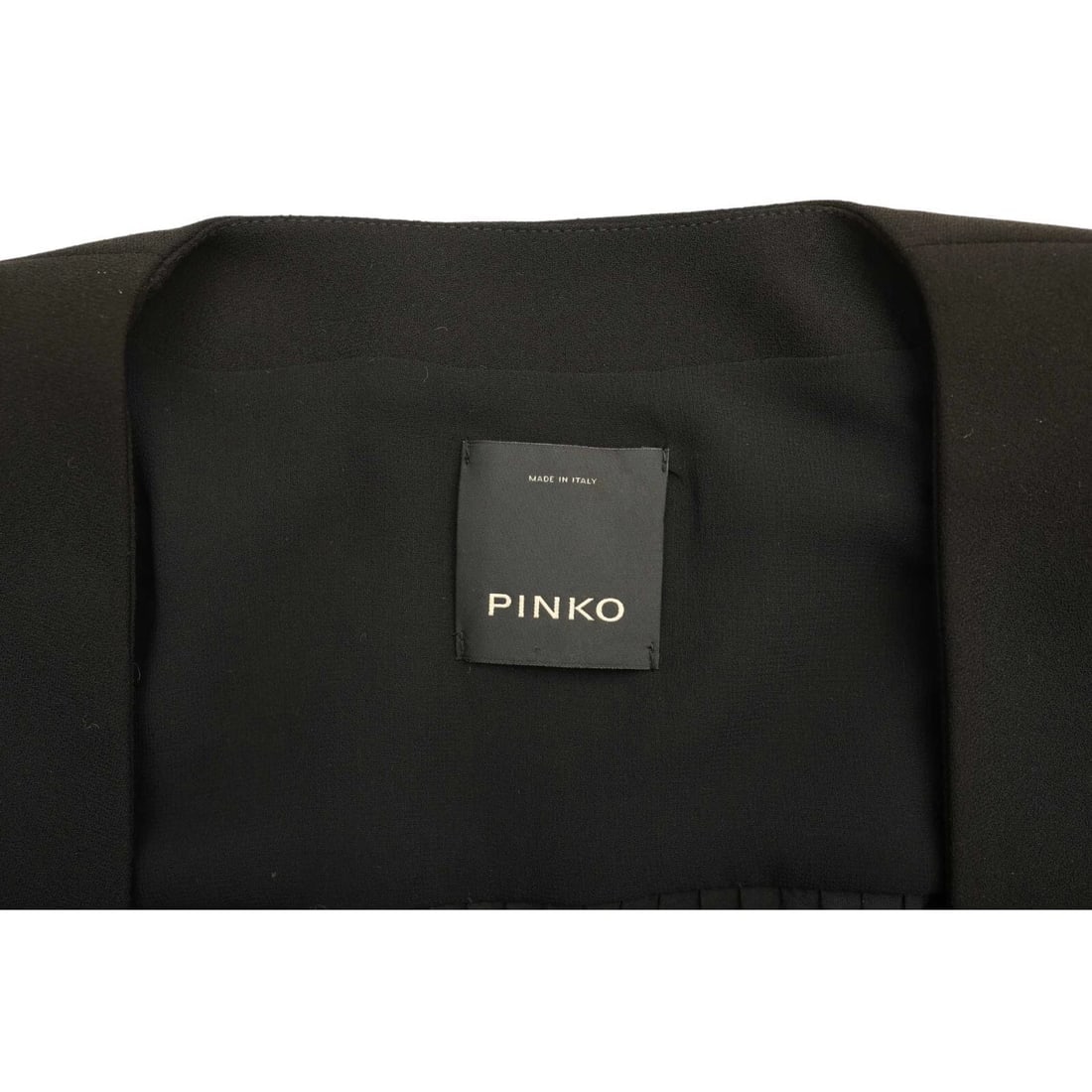 Pinko Women's Black Collarless Jacket Pleated Back Single Button Blazer 40 FR - 4