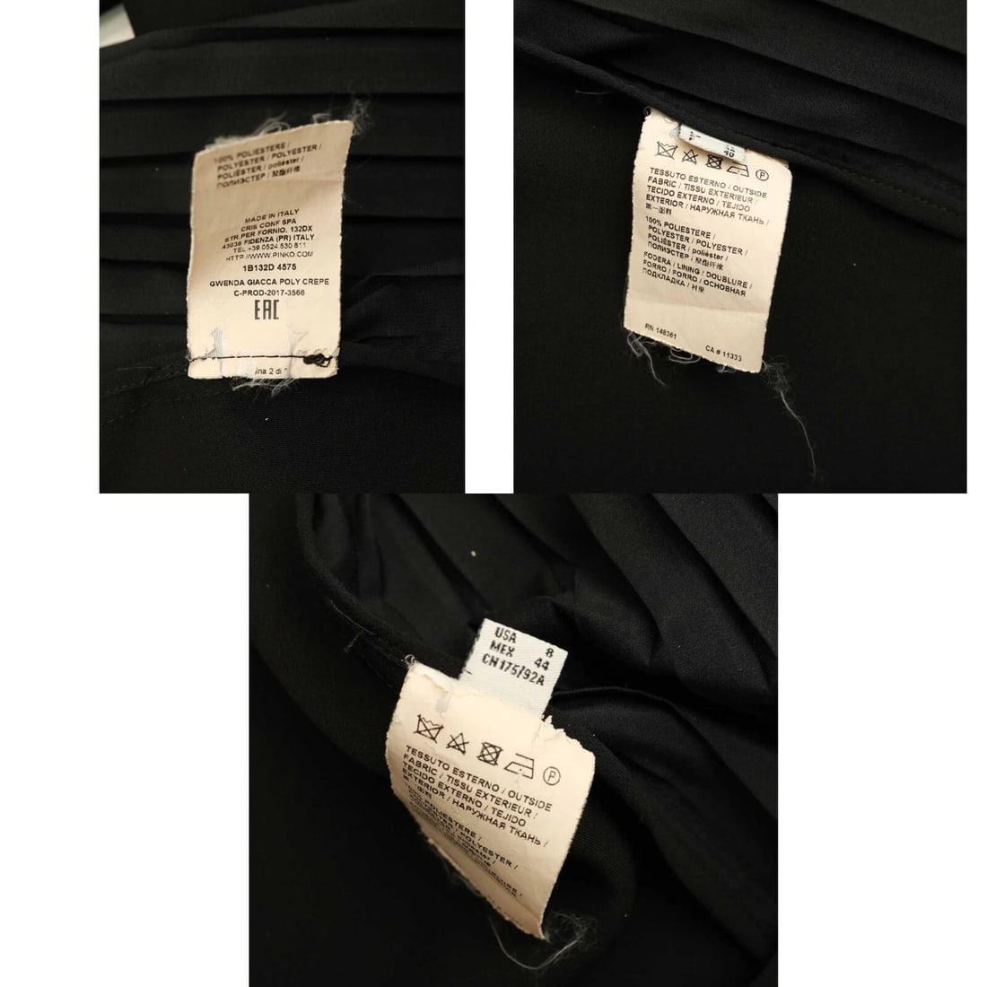 Pinko Women's Black Collarless Jacket Pleated Back Single Button Blazer 40 FR - 5