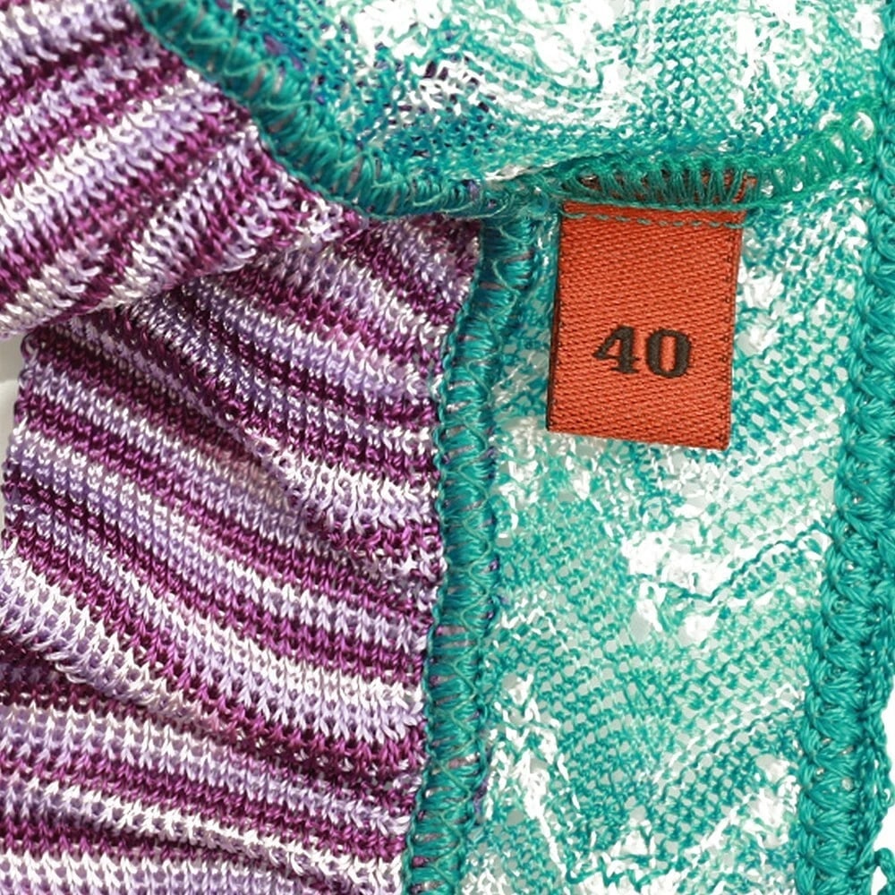Missoni Mare Blue Zig Zag Knit Purple Ruffles Romper Playsuit Shorts size 40 - 4