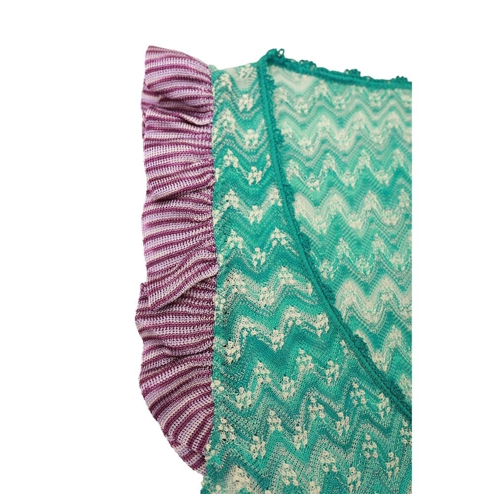 Missoni Mare Blue Zig Zag Knit Purple Ruffles Romper Playsuit Shorts size 40 - 5