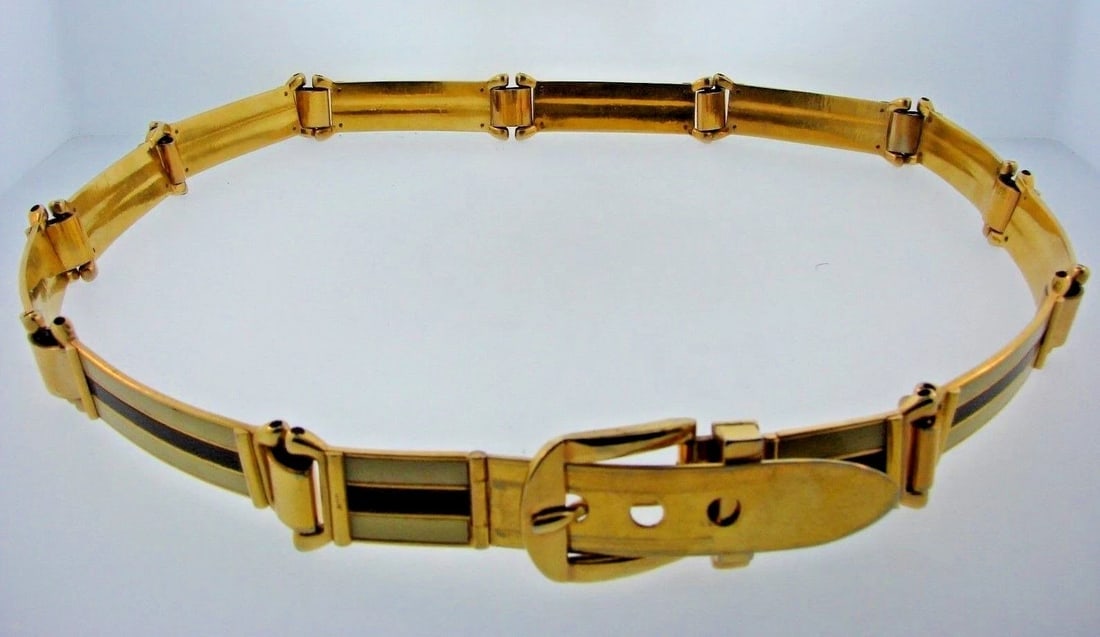 GROOVY Gucci Gold Plated & Enamel Belt Circa 1970s - 2
