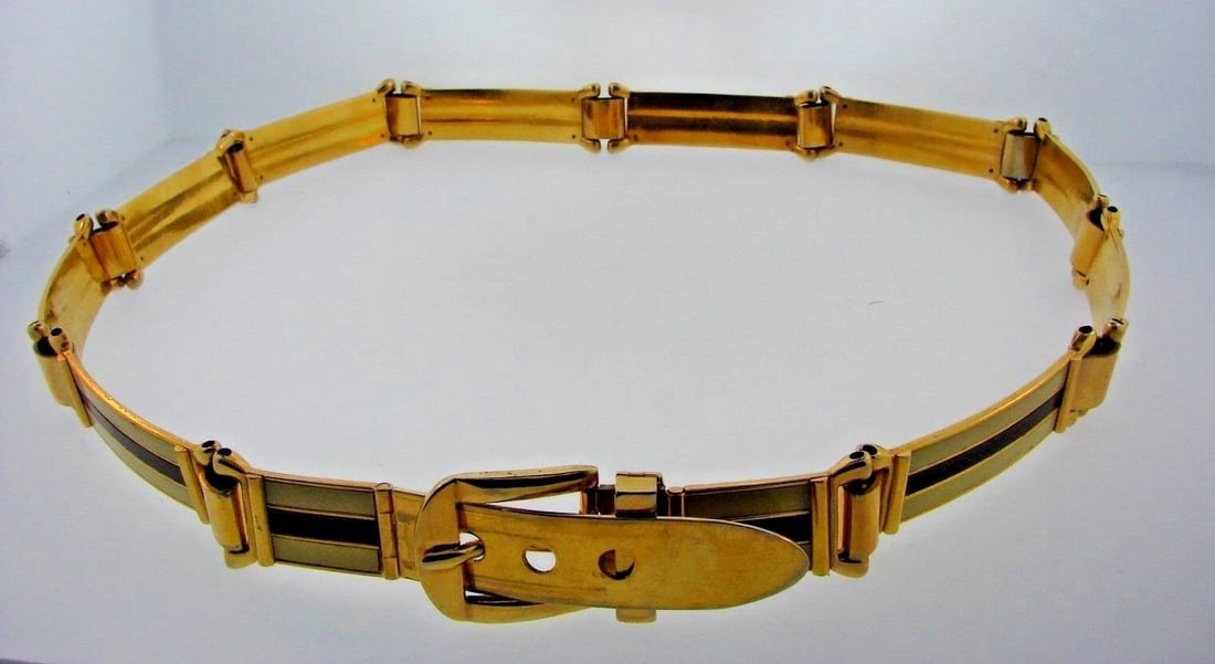 GROOVY Gucci Gold Plated & Enamel Belt Circa 1970s - 3