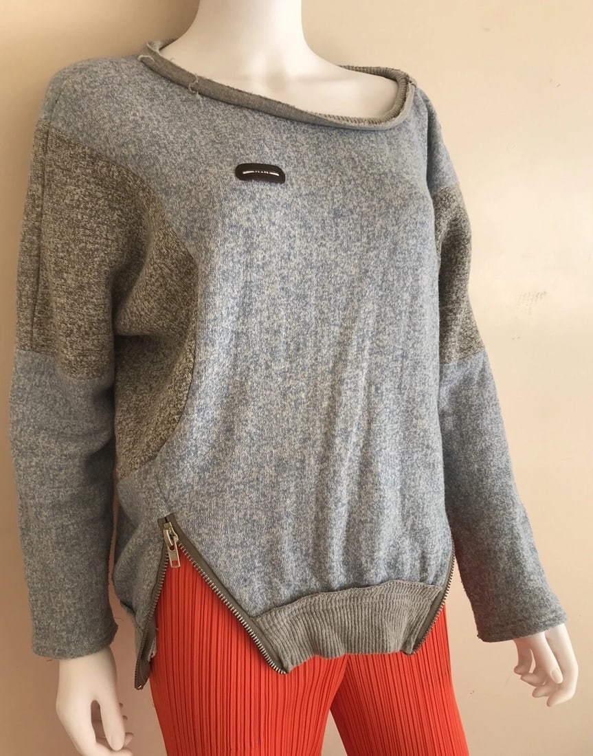 Nana Made In Korea Blue And Gray Sweater With Zippers Size Medium - 6