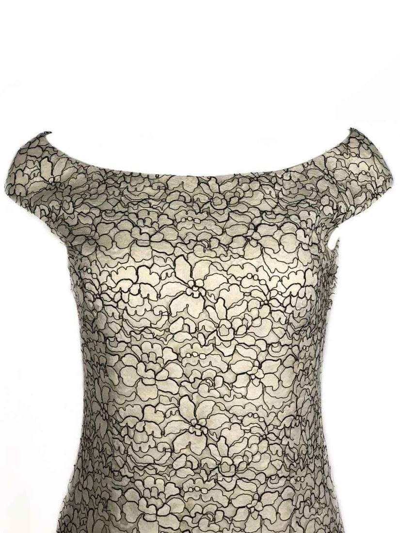 Vintage CHRISTIAN DIOR White Floral Lace Dress Size 8 - 3