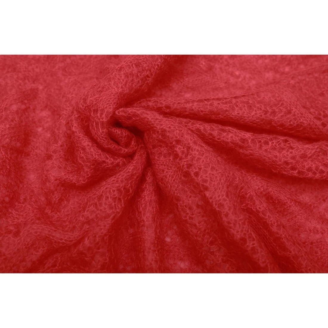 Emanuel Ungaro Coral Red Mohair Wool Knit Long Foulard Scarf Shawl Echarpe - 5