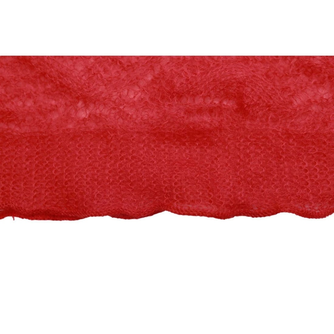 Emanuel Ungaro Coral Red Mohair Wool Knit Long Foulard Scarf Shawl Echarpe - 6