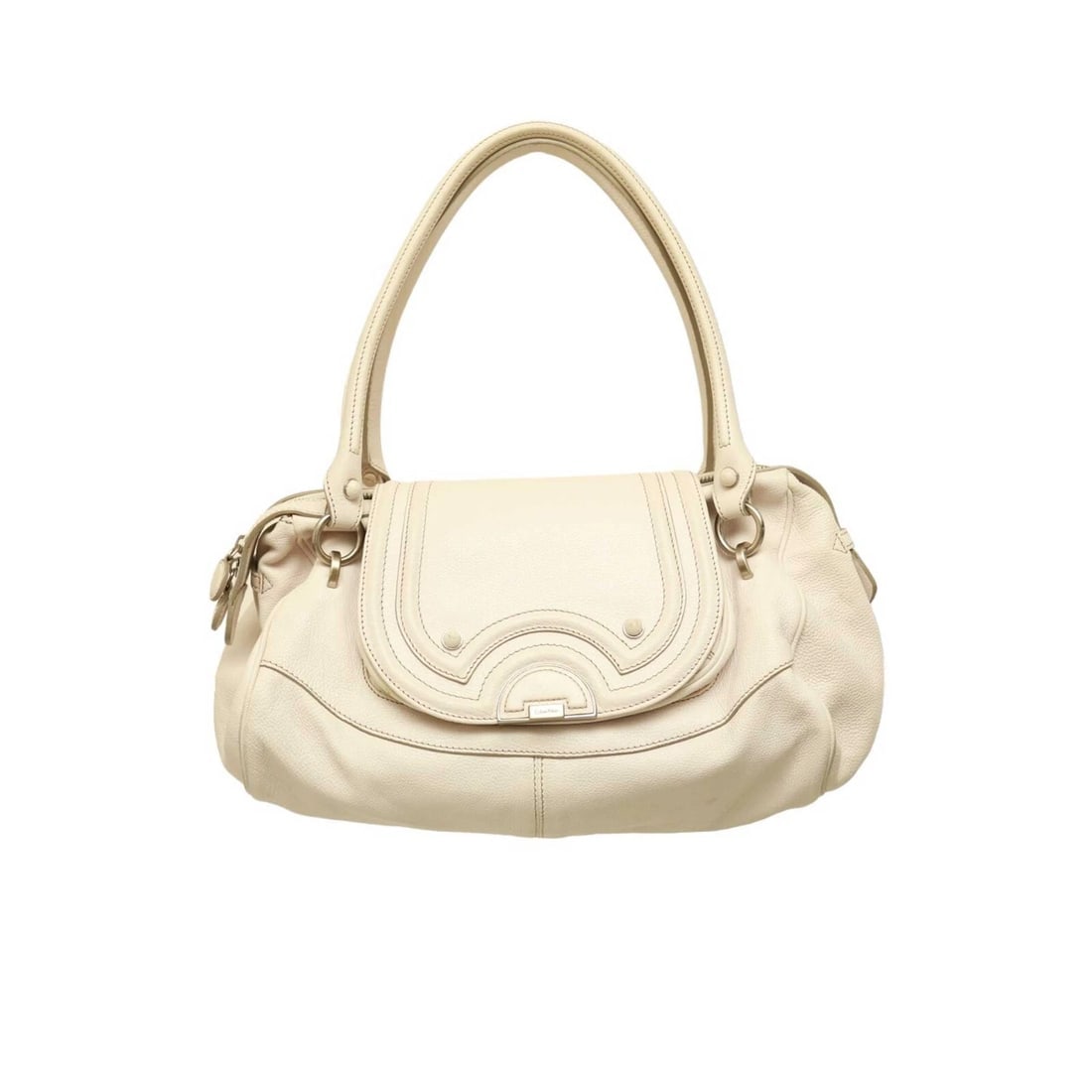Calvin Klein White Leather Beige Stitching Satchel Bag Shoulder Flap top Handbag: Title:Calvin Klein White Leather Beige Stitching Satchel Bag Shoulder Flap top Handbag Description:Calvin Klein White Leather Beige Stitching Satchel Bag Shoulder Flap top Handbag Stylish and