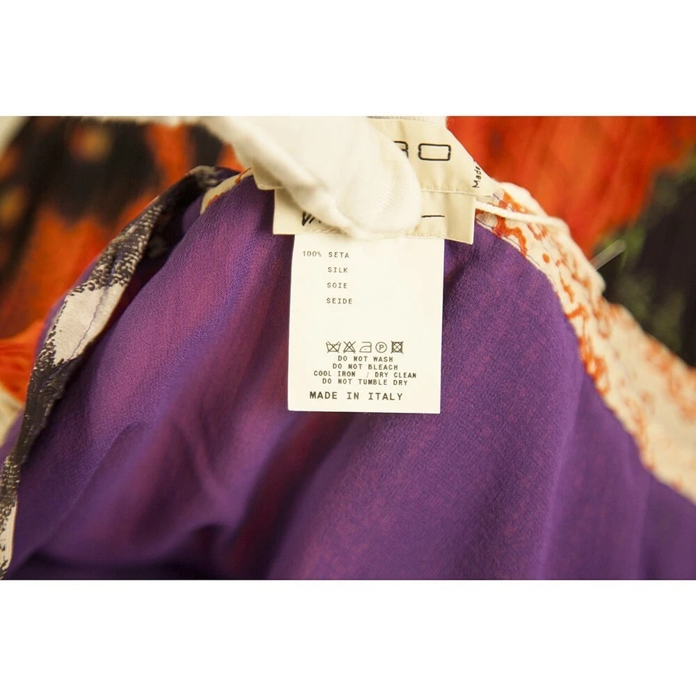 Etro Orange 100% Silk Pleated Drawstring Knee Length Midi Skirt Size 44 - 4