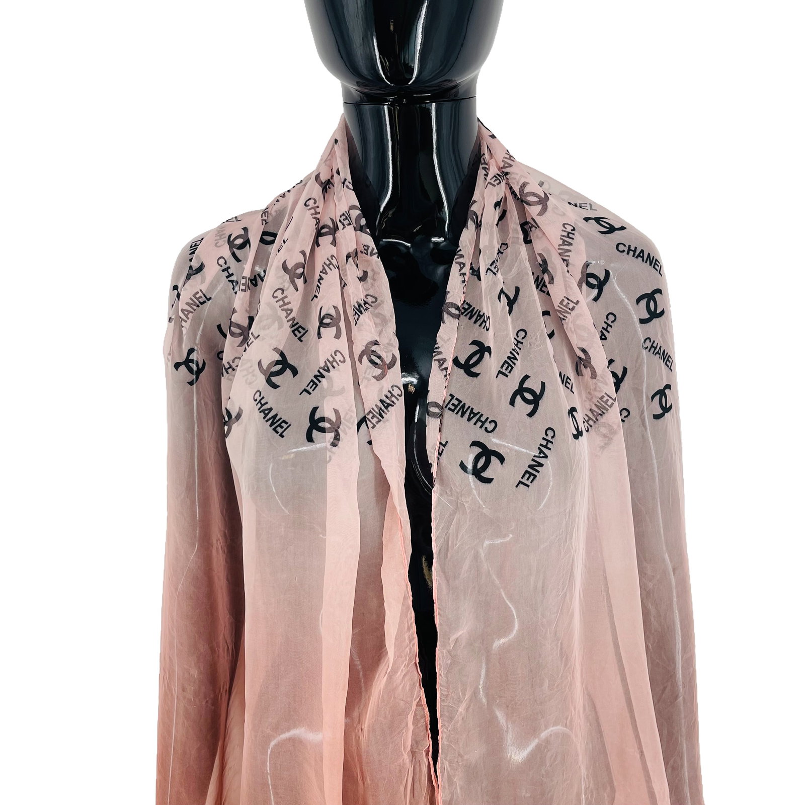 Chanel Pink Printed 100% Silk Scarf - 2