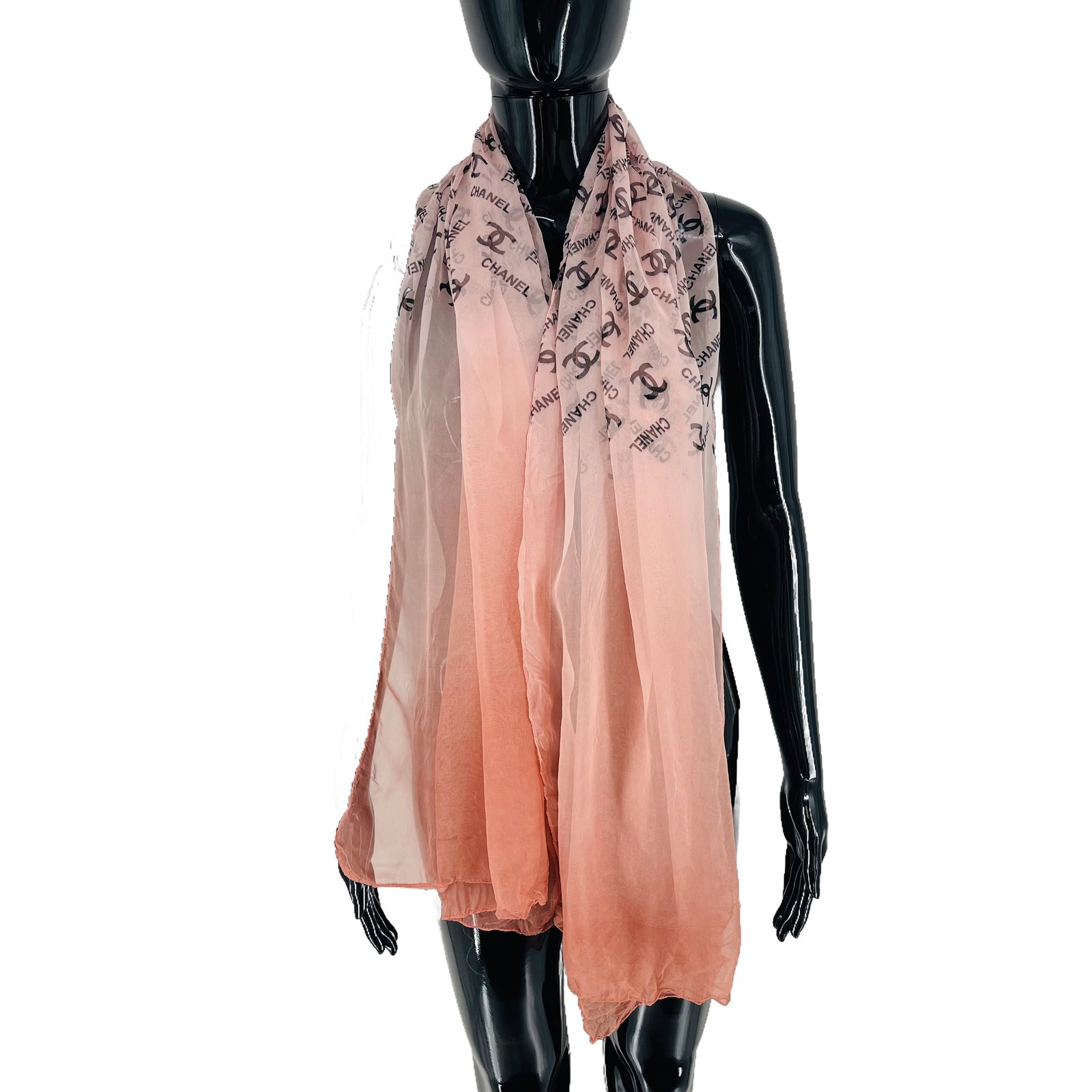 Chanel Pink Printed 100% Silk Scarf - 3